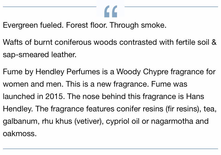 Fume & Bourbon Extrait Hendley Perfumes | 8 Drop, 1/2mL, 2mL & 5mLs