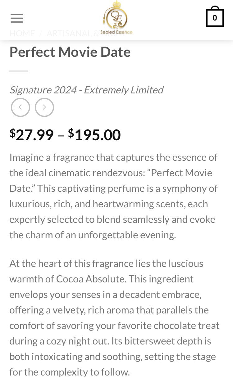 Perfect Movie Date UCCA Oud Perfumes | 8 Drop Sample