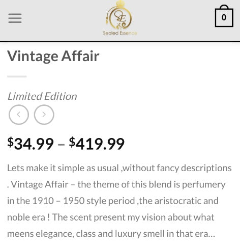 Vintage Affair Jinkoh Store | 8 Drop Sample